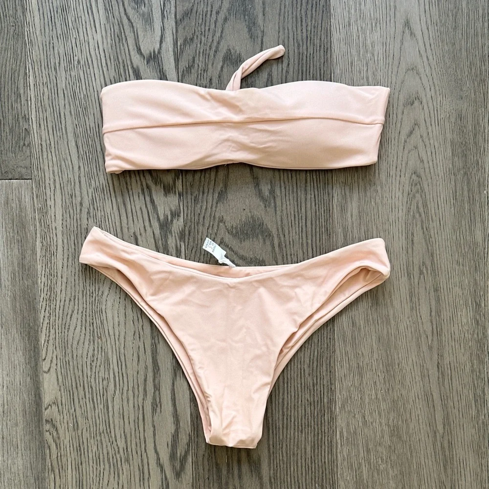 NWOT Peach Bandeau Bikini Set